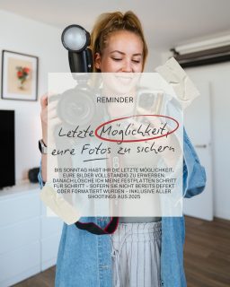 Bis Sonntag 28.12.2025 habt ihr die letzte Möglichkeit, eure Bilder vollständig zu erwerben & zusichern.
Danach lösche ich meine Festplatten Schritt für Schritt – sofern sie nicht bereits defekt oder formatiert wurden – inklusive aller Shootings aus 2025 (Privatkunden).

Businesskunden sind nicht betroffen🚨

👉 Nach diesem Datum gibt es keine Möglichkeit mehr, an die Bilder zu kommen.

Fragen? Schreib mir gern eine DM 🤍

#schwangerschaft #schwangerschaftsfotografie #schwangerschaftsshooting #babybauch #babybauchshooting #fotografinbremen #familienfotografin #newbornfotografie #kirchwalsede #rotenburg #verden #achim